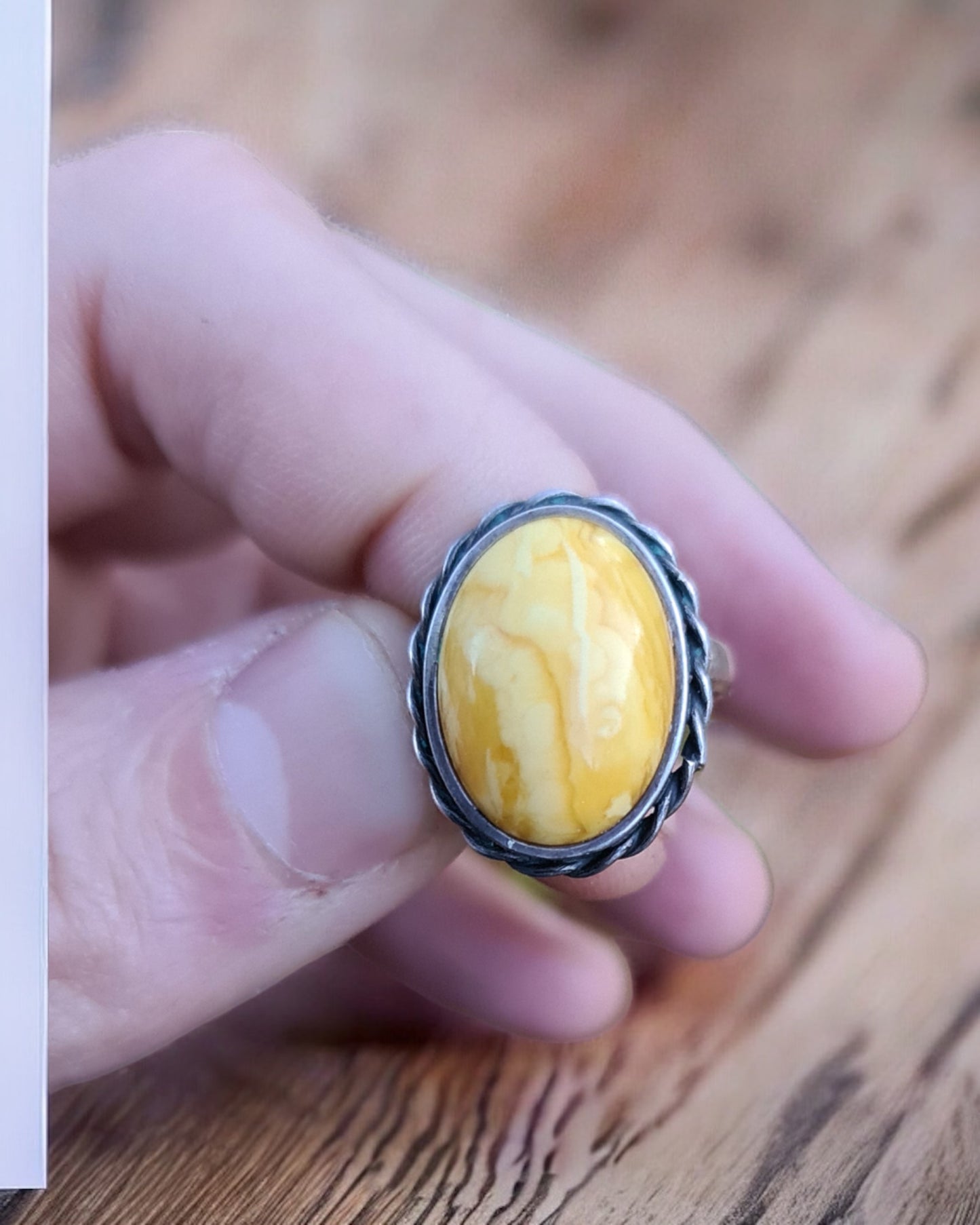 Natural amber ring in 835 vintage.