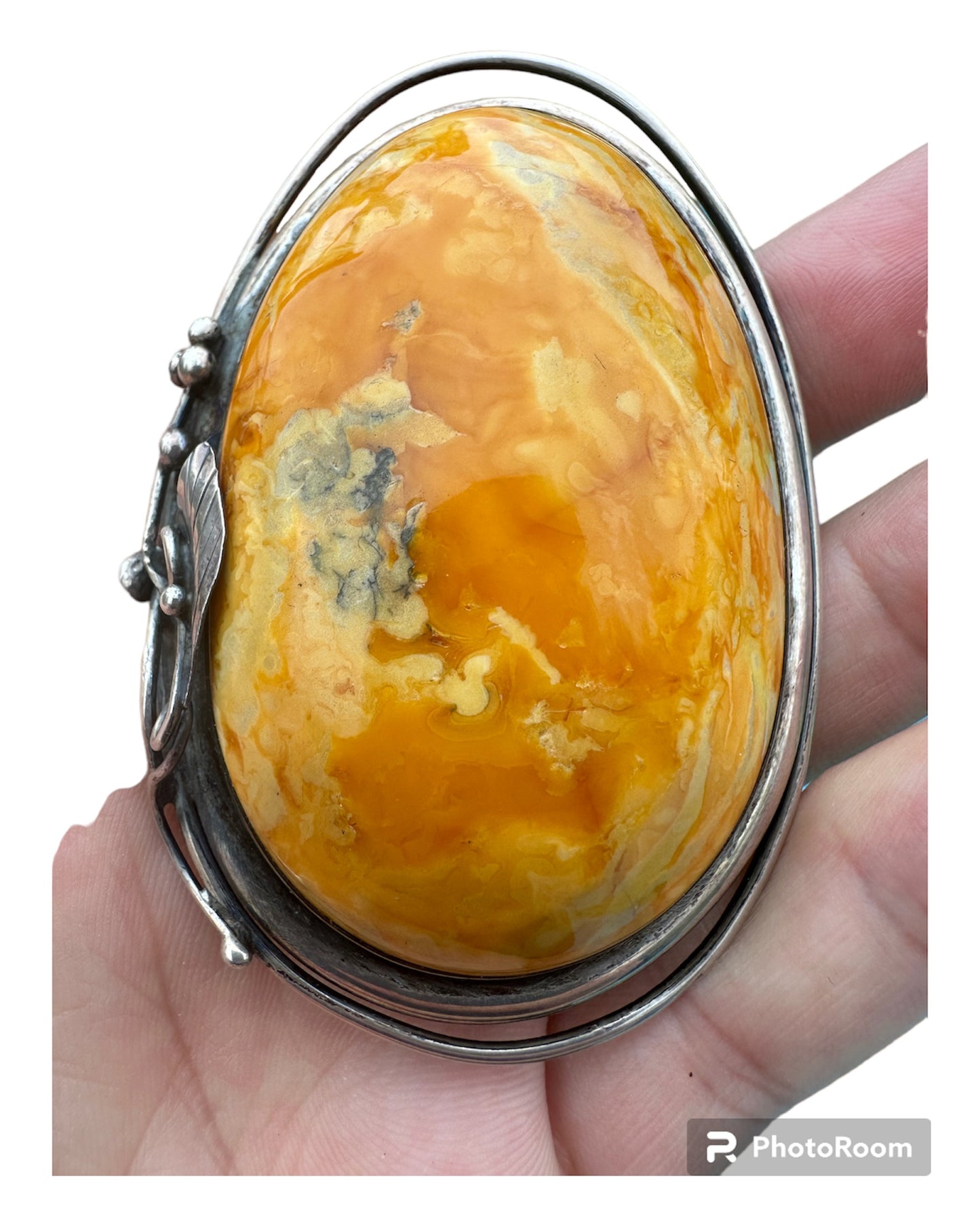 Natural egg yolk butterscotch vintage amber brooch