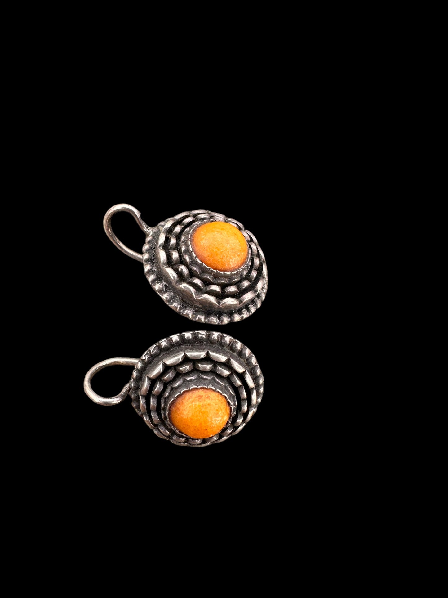 Vintage amber silver earrings