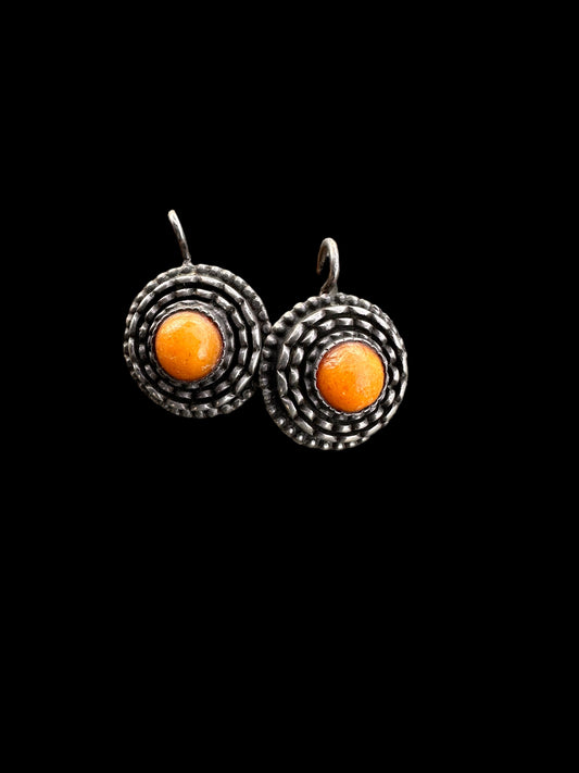 Vintage amber silver earrings