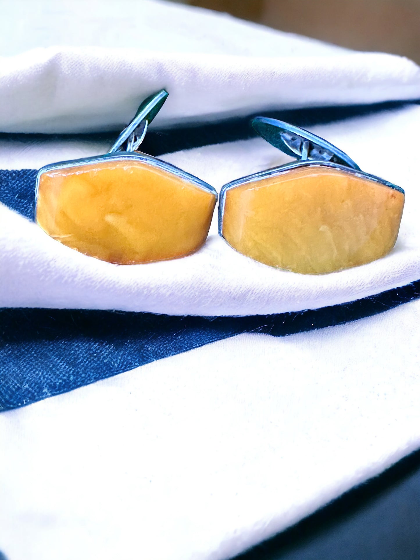 Rare natural amber cufflinks