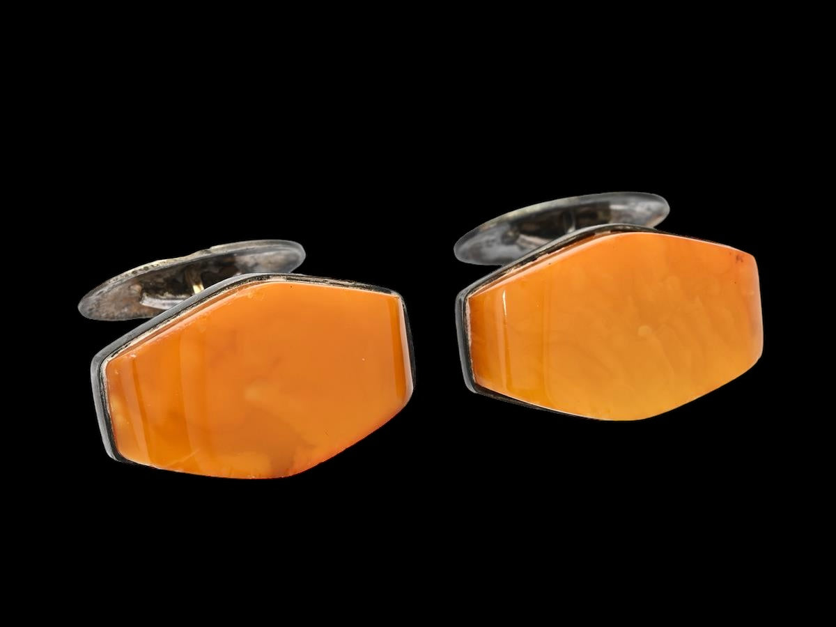 Rare natural amber cufflinks